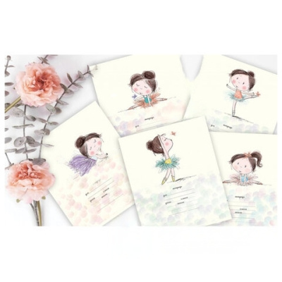 Тетрадь 12 л. ПЗБМ клетка, блестки, "Маленькие Балеринки" (5 видов), 017088