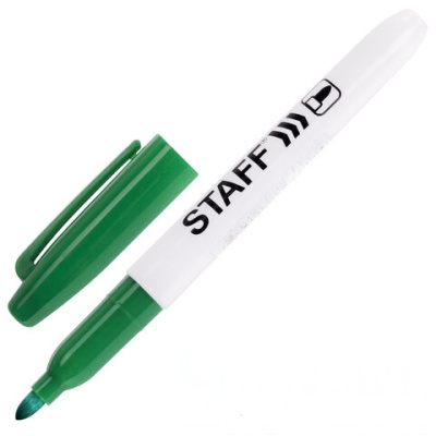 Маркер стираемый для белой доски ЗЕЛЕНЫЙ, STAFF "EVERYDAY", 2,5 мм, тонкий корпус, 151096