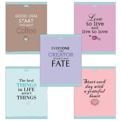 Тетрадь А5, 96 л., HATBER, скоба, линия, обложка картон, "Лучше не скажешь" (5 видов), 96Т5В2