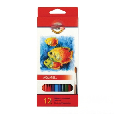 Карандаши цветные акварельные KOH-I-NOOR "Fish", 12 цветов, грифель 3 мм, заточенные, европодвес, 3716012004KS
