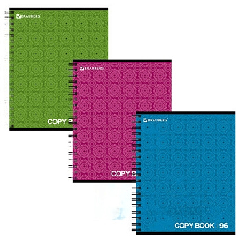 Тетрадь А5, 96 л., BRAUBERG, гребень, клетка, обложка картон, МОНОХРОМ 2, 402056