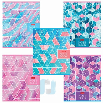 Тетрадь А5 48 л. HATBER скоба, клетка, металлизированный картон, "Dream" (5 видов в спайке), 48Т5мтВ1