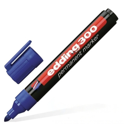 Маркер перманентный (нестираемый) EDDING "300", СИНИЙ, круглый наконечник, 1,5-3 мм, E-300/3