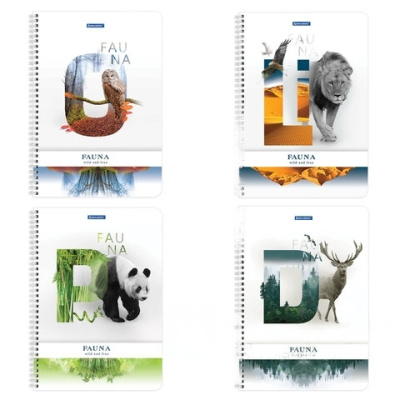 Тетрадь А4, 96 л., BRAUBERG, гребень, клетка, обложка картон, "Fauna", 404058