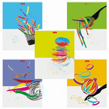 Тетрадь А5, 80 л., HATBER скоба, клетка, обложка картон, "Crazy food" (5 видов), 80Т5В1