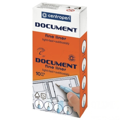 Ручка капиллярная (линер) КРАСНАЯ CENTROPEN "Document", трехгранная, линия письма 0,1 мм, 2631/0,1, 2 2631 0109