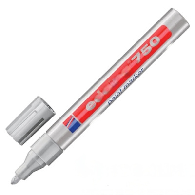 Маркер-краска лаковый EDDING 750, 2-4 мм, СЕРЕБРИСТЫЙ, круглый наконечник, алюминиевый корпус, E-750/54