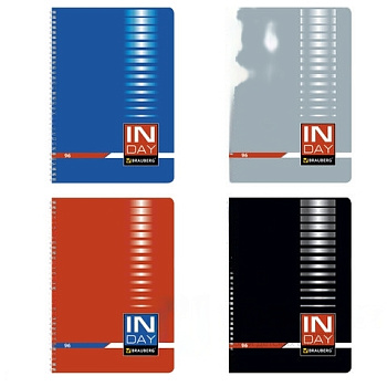 Тетрадь А4, 96 л., BRAUBERG, гребень, клетка, обложка картон, "INDAY", 400528