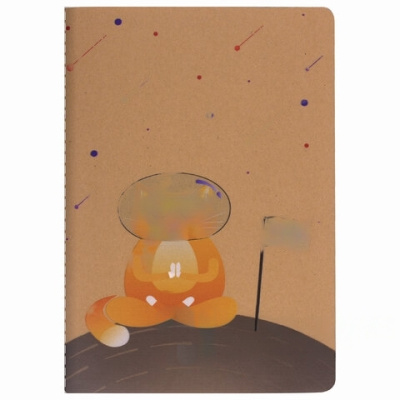 Тетрадь 40 л. в клетку обложка КРАФТ, бежевая бумага 70 г/м2, сшивка, А5 (147х210 мм), SPACE CAT, BRAUBERG, 403762