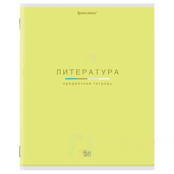 Тетрадь предметная "МИР ЗНАНИЙ" 36 л., обложка мелованная бумага, ЛИТЕРАТУРА, линия, BRAUBERG, 404601