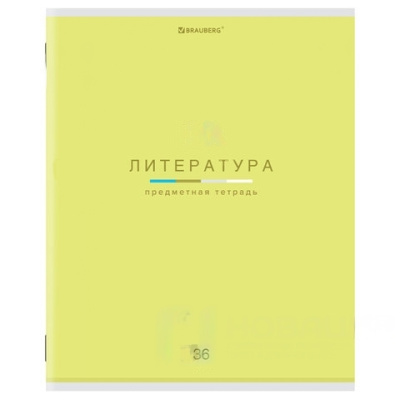 Тетрадь предметная "МИР ЗНАНИЙ" 36 л., обложка мелованная бумага, ЛИТЕРАТУРА, линия, BRAUBERG, 404601