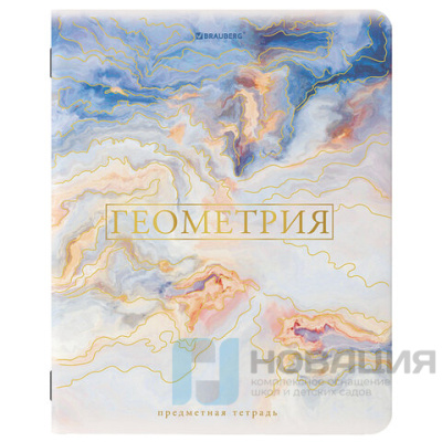Тетрадь предметная "PASTEL" 48 л., SoftTouch, фольга, ГЕОМЕТРИЯ, клетка, BRAUBERG, 404314