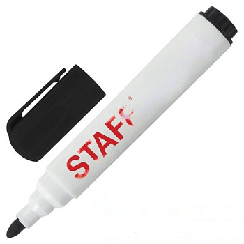 Маркер стираемый для белой доски ЧЕРНЫЙ, STAFF "Manager", 5 мм, с клипом, 151491