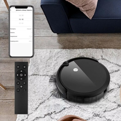 Робот-пылесос KITFORT KT-590, ВСТРОЕННАЯ КАМЕРА, Wi-Fi, влажная уборка, контейнер 0,8 л, черный, КТ-590