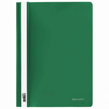Скоросшиватель пластиковый BRAUBERG, А4, 130/180 мкм, зеленый, 220414