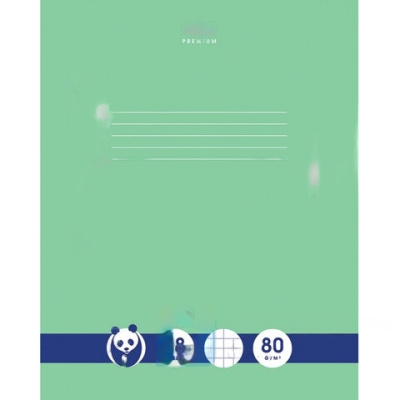 Тетрадь А5 48 л. HATBER Premium скоба, клетка, обложка картон, бумага 80 г/м2, "Панда", 48Т5A1_23630