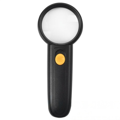 Лупа просмотровая BRAUBERG, С ПОДСВЕТКОЙ, диаметр 50 мм, увеличение 5, корпус черный, 454128