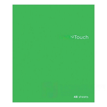 Тетрадь А5 48 л. ПЗБМ, скоба, клетка, Soft Touch, выборочный лак, флуоресцент, НеонТач (Зеленая), 0288, 28886