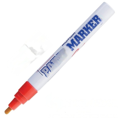 Маркер-краска лаковый (paint marker) MUNHWA, 4 мм, КРАСНЫЙ, нитро-основа, алюминиевый корпус, PM-03