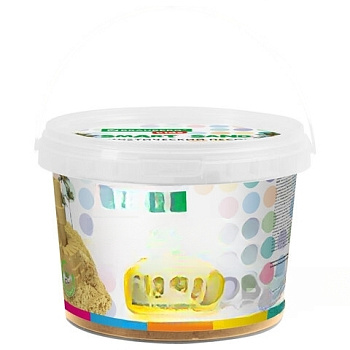 Песок для лепки кинетический BRAUBERG KIDS, песочный, 1500 г, 3 формочки, ведерко, 665096