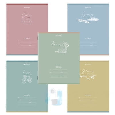 Тетрадь 24 л. BRAUBERG клетка, обложка картон, "PASTEL", 106486