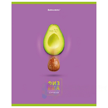 Тетрадь предметная "AVOCADO" 48 л., глянцевый лак, ФИЗИКА, клетка, BRAUBERG, 404283
