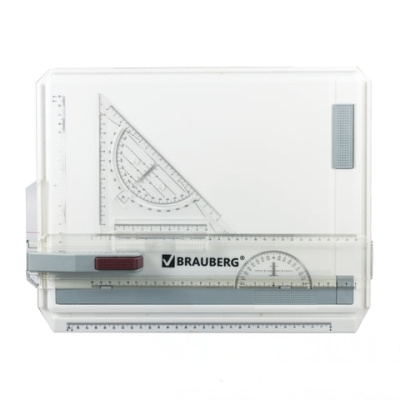 Доска чертежная А4, 370х295 мм, с рейсшиной и треугольником, BRAUBERG, 210535