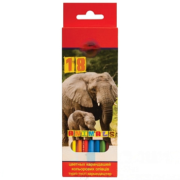Карандаши цветные KOH-I-NOOR "Animals", 18 цветов, грифель 2,8 мм, заточенные, европодвес, 3553/18, 3553018008KSRU