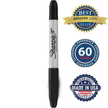 Маркер перманентный двусторонний SHARPIE (США) ЧЕРНЫЙ, "Twin Tip", наконечники 0,9/0,5 мм, S0811100