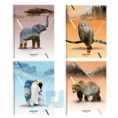 Тетрадь А4, 80 л., BRAUBERG, гребень, клетка, глянцевый лак, WILD, 404052