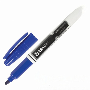 Маркер стираемый для белой доски СИНИЙ, BRAUBERG, 4 мм, с клипом, эргономичный корпус, 150847