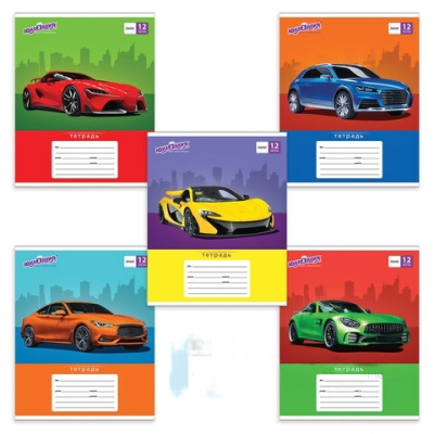 Тетрадь 12 л. ЮНЛАНДИЯ линия, обложка картон, "АВТО-КЛАСС", 105634