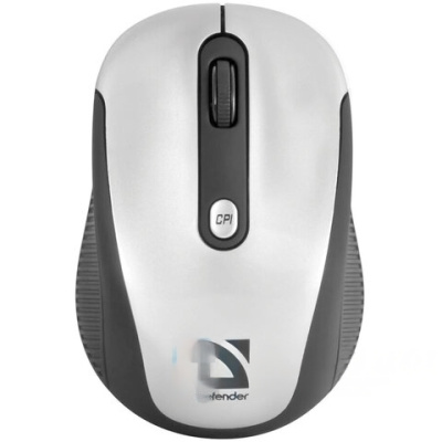 Мышь беспроводная DEFENDER Optimum MS-125, 3 кнопки + 1 колесо-кнопка, лазерная, серебристо-черная, 52125
