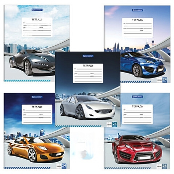 Тетрадь 24 л. BRAUBERG, клетка, обложка картон, DRIVE CAR, 403005