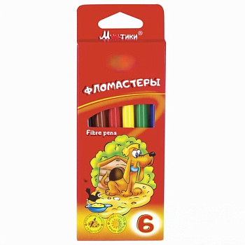 Фломастеры ГАММА "Мультики", 6 цветов, вентилируемый колпачок, картонная упаковка, 180319_03