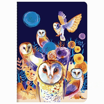 Тетрадь 40 л. в клетку обложка SoftTouch, бежевая бумага 70 г/м2, сшивка, А5 (147х210 мм), СОВЫ, BRAUBERG, 403780