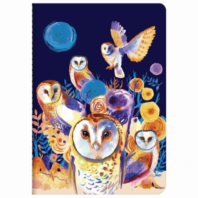 Тетрадь 40 л. в клетку обложка SoftTouch, бежевая бумага 70 г/м2, сшивка, А5 (147х210 мм), СОВЫ, BRAUBERG, 403780