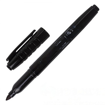 Маркер перманентный (нестираемый) BRAUBERG, ЧЕРНЫЙ, круглый наконечник, 1,5-3 мм, с клипом, 151629