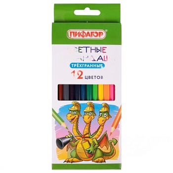 Карандаши цветные ПИФАГОР "Сказки", 12 цветов, классические, заточенные, 181821