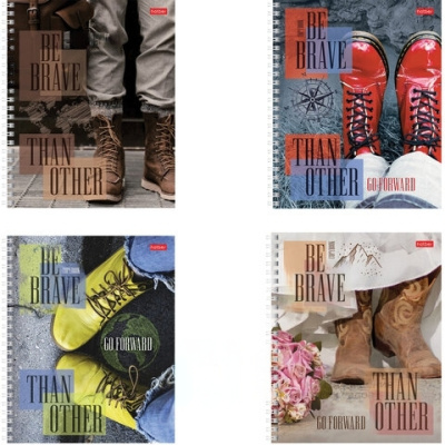 Тетрадь А5, 48 л., HATBER, гребень, клетка, обложка картон, "Иди вперёд" (4 вида в спайке), 48Т5В1гр