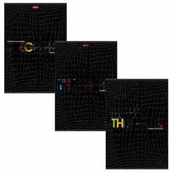 Тетрадь А4, 96 л., HATBER скоба, клетка, тиснение CROCO, "THEBOOK" (3 вида в спайке), 96Т4тВ1
