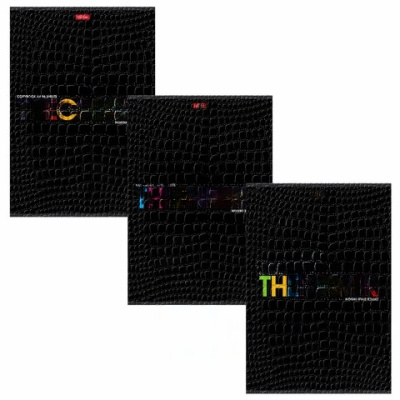 Тетрадь А4, 96 л., HATBER скоба, клетка, тиснение CROCO, "THEBOOK" (3 вида в спайке), 96Т4тВ1