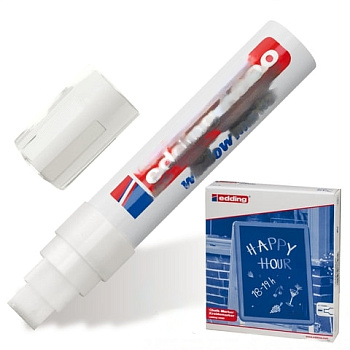 Маркер меловой EDDING "4090", 4-15 мм, БЕЛЫЙ, влагостираемый, для гладких поверхностей, E-4090/49