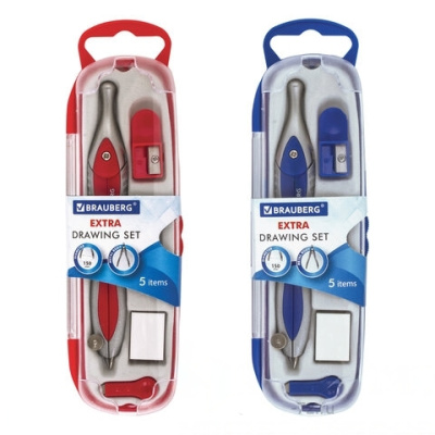 Готовальня BRAUBERG "Extra", 5 предметов (циркуль 120 мм, резинка, точилка, отвёртка, грифель), 210687