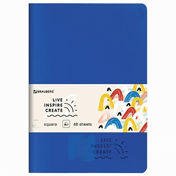 Тетрадь 48 л. в клетку обложка кожзам SoftTouch, сшивка, A5 (147х210мм), СИНИЙ, BRAUBERG RAINBOW, 403876