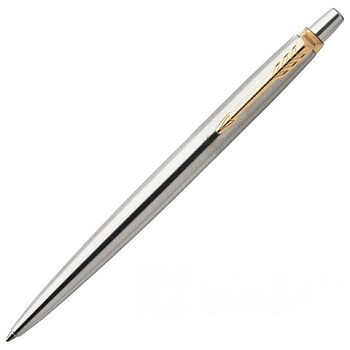 Ручка шариковая PARKER "Jotter Core Stainless Steel GT", корпус серебристый, позолоченные детали, синяя, 1953182