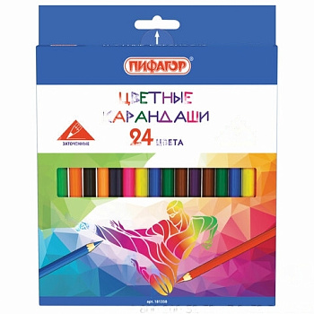 Карандаши цветные ПИФАГОР "БЫСТРЕЕ! ВЫШЕ! СИЛЬНЕЕ!", 24 цвета, классические заточенные, 181358