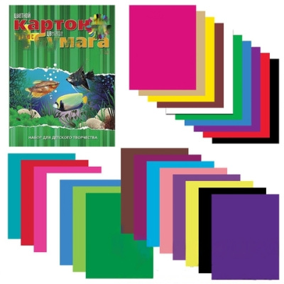 Набор цветного картона и бумаги А4 немелованной, 10+16 цветов склейка HATBER VK, 195х275 мм, Аквариум, 26НКБ4к_09572, N092255