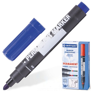 Маркер перманентный CENTROPEN 8566, СИНИЙ, круглый наконечник, 2,5 мм, 5 8566 0106