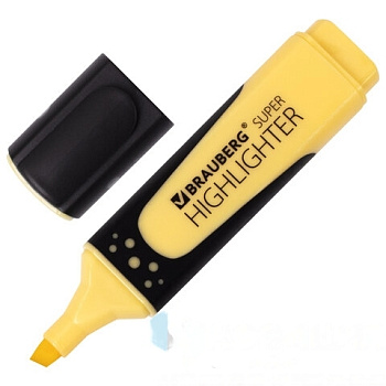 Текстовыделитель BRAUBERG "SUPER PASTEL", ВАНИЛЬ, прорезиненный корпус, линия 1-5 мм, 151749